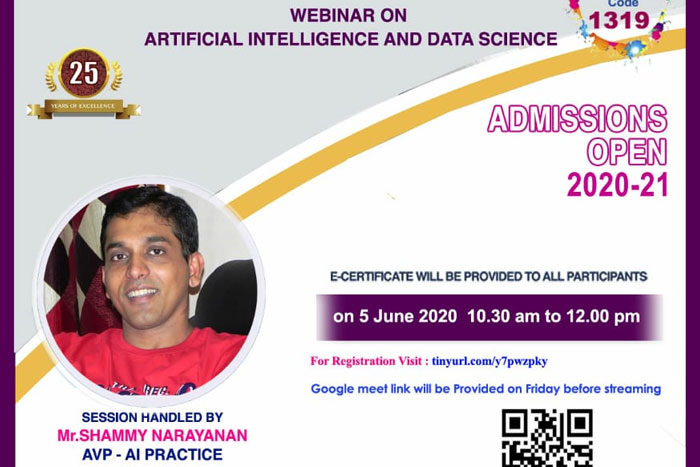 Webinar on Artificial Intelligence and Data Science, on 05 Jun 2020